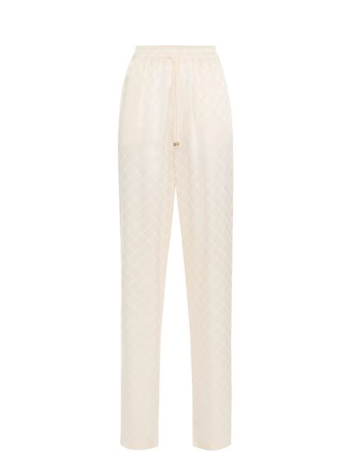 SATIN JOGGERS WITH JACQUARD DIAMOND ELISABETTA FRANCHI | PA09152E2193 burro